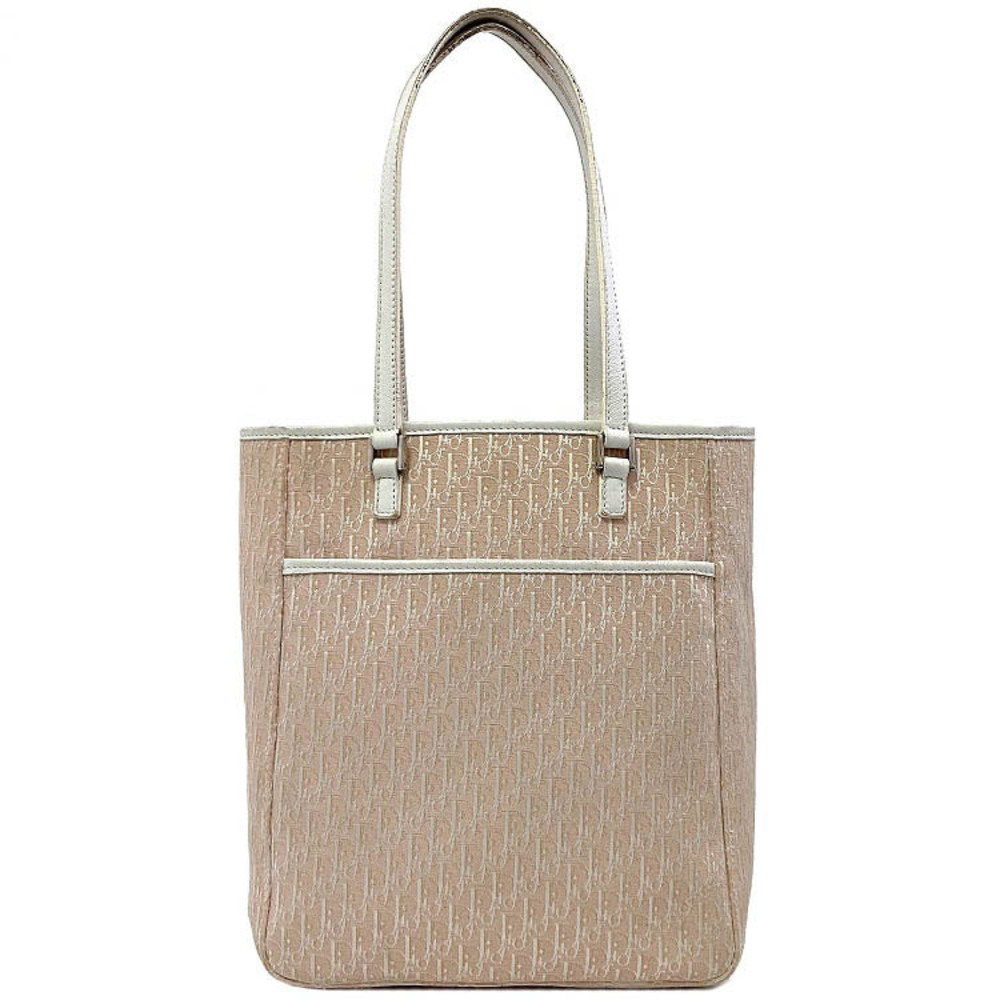 Christian Dior Tote Bag Pink White Trotter Vertical Shoulder All over CD
